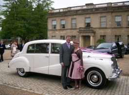 Traditional white classic wedding car in Staines